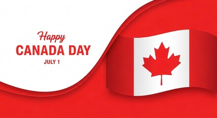 Happy Canada Day July 1st National Holiday Celebration Vector Illustration with Maple Leaf Flag