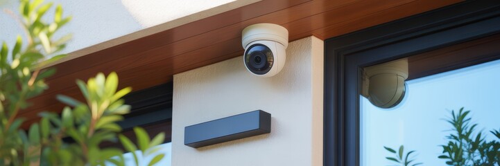 Outdoor Surveillance Camera on Modern Building