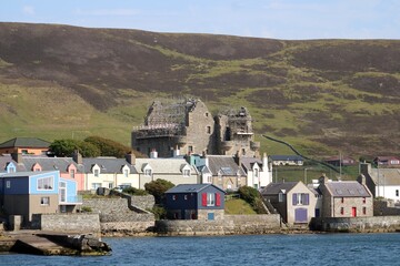 General view of Scalloway, Shetland, from the west.