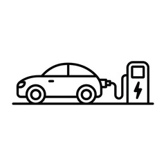 Electric car charging at a charging station icon