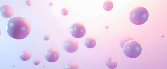 Floating translucent spheres in pastel gradient, soft lighting, 3D abstract composition