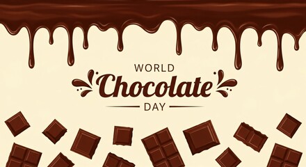 World Chocolate Day Celebration with Decadent Chocolate Bars and Melting Chocolate Frame