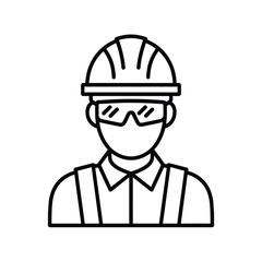 Construction worker icon line art safety gear