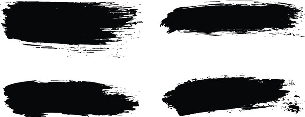  Vector collection of grunge black brush strokes of various lengths and textures isolated on white background.