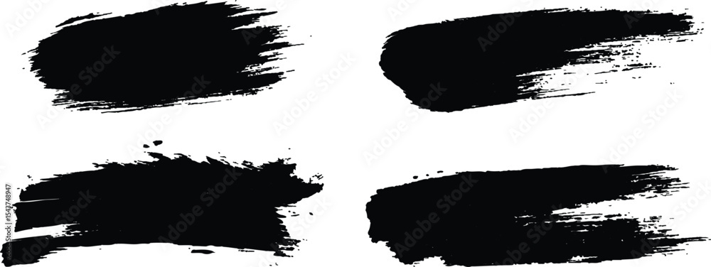 Poster vector collection of grunge black brush strokes of various lengths and textures isolated on white ba