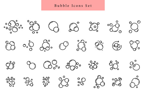 bubbles flat wine icon set clipart hand drawn aquatic set