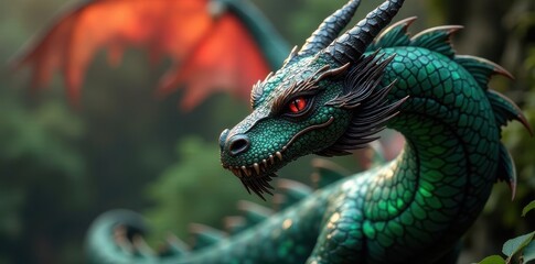 Fiery red, emerald green, sapphire blue, obsidian black dragons soar , saga, mythological, water elemental