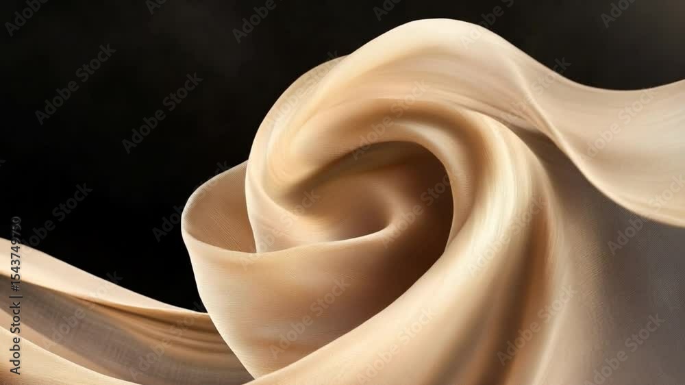 Poster elegant silk swirls: a studio shot of flowing fabric with a dark background. the delicate folds crea