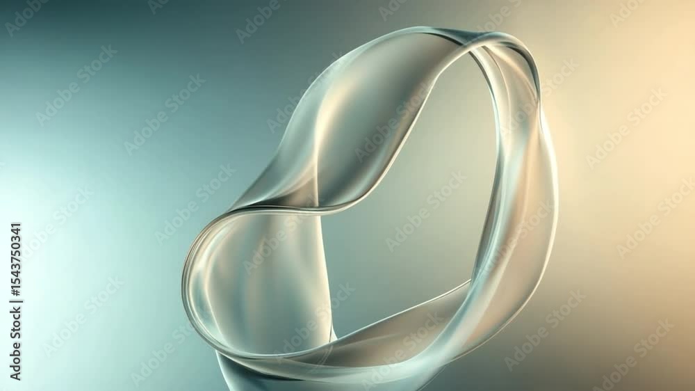 Aufkleber Ethereal Loop: An artistic close-up of a translucent loop floating gracefully against a gradient backdrop, a minimalist composition of light and form.