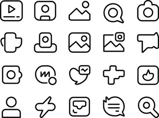 Social media icons isolated on white background