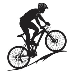 Obraz premium Black Silhouette of Isolated Bicycle Rider – Cycling Vector Illustration