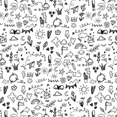 cute kawaii doodle collection with arrows kids toys abstract seamless pattern