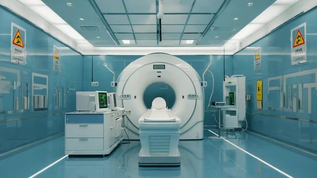 Modern Hospital C T Scan Room Medical Equipment High Tech Healthcare Facility Clean Sterile