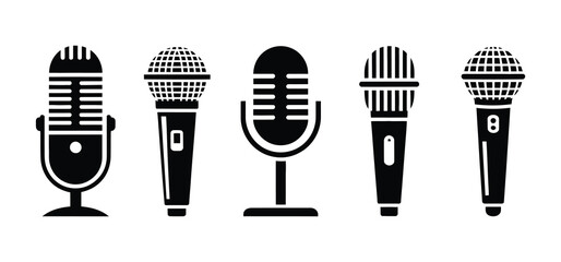 Microphone Icon Collection – Vector Style Illustrations

