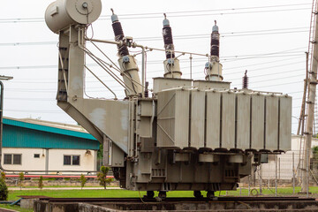 Large electrical transformer at power station