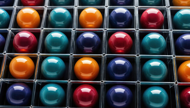 Colorful plastic and glass bottles and jars with glossy round web icons