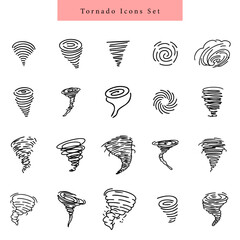 Tornado storm icon simple set line art hand drawn