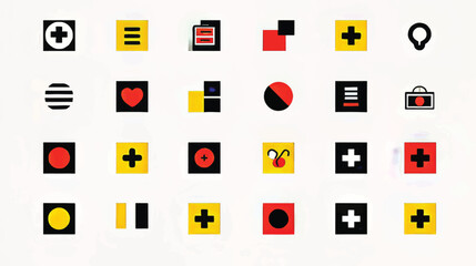 Colorful Icon Set for Modern Graphic Design: Creative Minimalistic Symbols