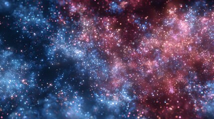 Fototapeta premium A cosmic expanse featuring a blend of blue and pink hues with countless sparkling particles scattered around