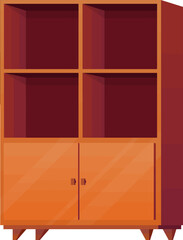Fototapeta premium Wooden Cabinet with Four Shelves and Two Doors: A sturdy wooden cabinet featuring four open shelves and two closed doors, perfect for storage and organization.