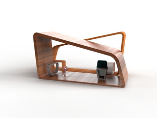 Futuristic Wooden Flow Interior Concept isolated on transparent background.
