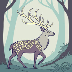 vector illustration of a christmas deer