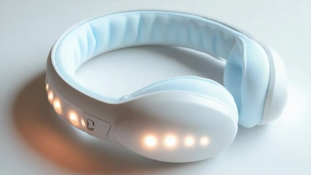 A pair of headphones lying on a flat surface, suitable for use in an office or at home