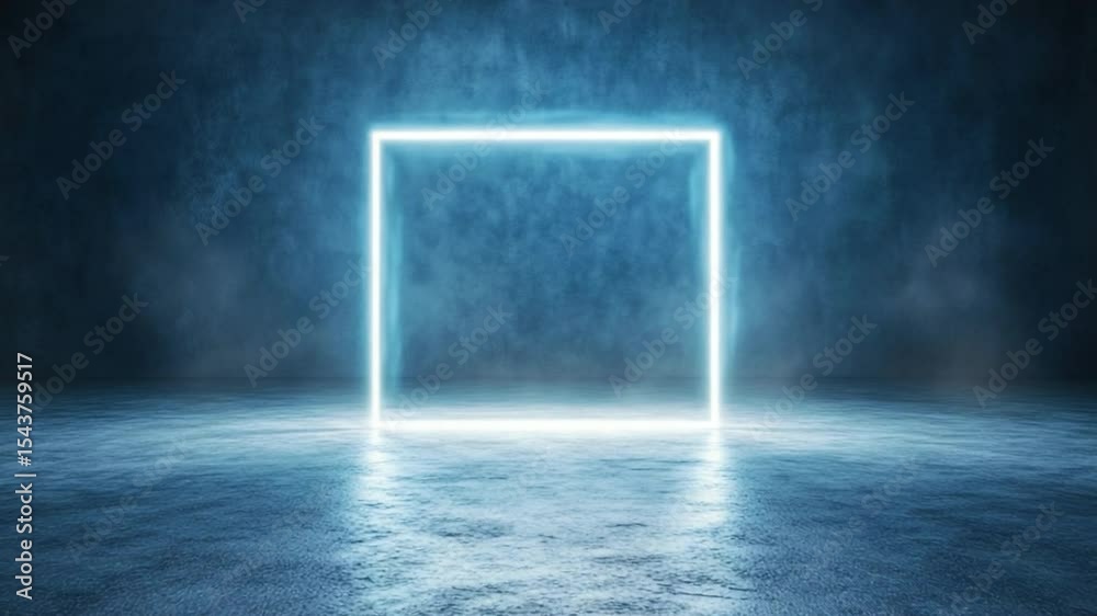 Aufkleber neon square and mystical aura: a captivating, ethereal scene showcasing a glowing neon square agains
