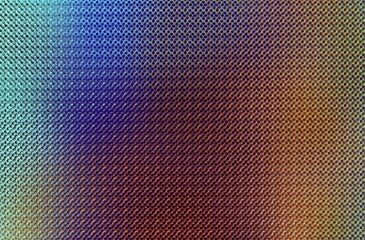 A close-up macro image showing a vibrant, abstract, iridescent texture with a dot grid pattern, resembling insect wing scales or a microscopic surface. Ideal for backgrounds, technology themes