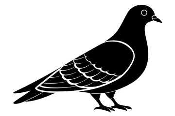 Silhouette Vector Art Illustration of a pigeon bird isolated on white background