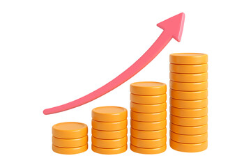 Colorful Coin Growth Visualization for Finance and Investment in 3D