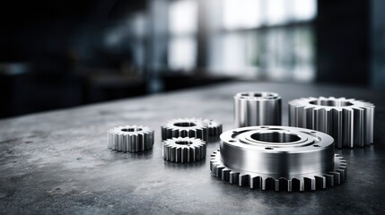 Industrial gear wheels with metallic textures, symbolizing precision and mechanical power