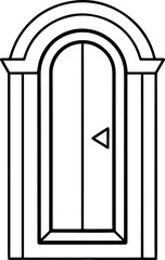 Door black outline vector and illustration, coloring book page
