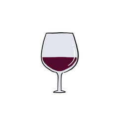 Hand draw glass of red wine with transparent background 