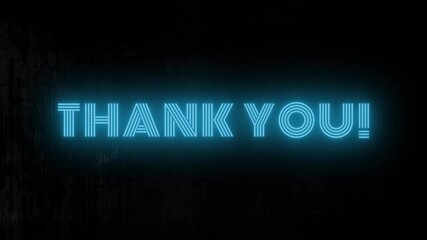 thank you text animated with blue neon bulb video design - Powered by Adobe