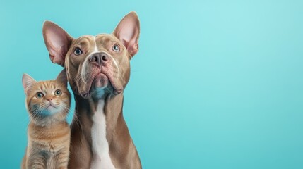 A charming image of a dog and cat sitting close together, showcasing the bond between these two pets and evoking feelings of companionship and love.