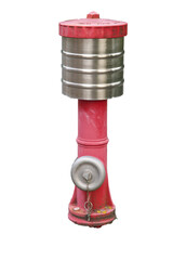 Red fire hydrant standing tall on transparent background