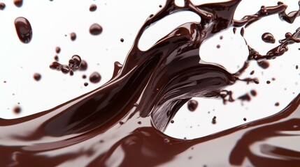 melted chocolate on white background