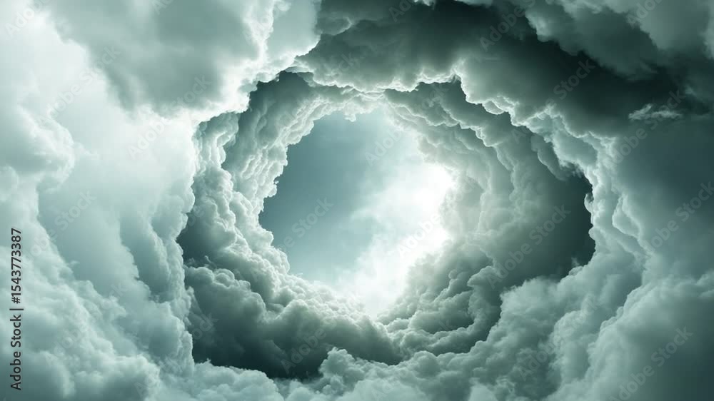 Poster cloud vortex: a captivating view, where swirling clouds form a mesmerizing vortex, revealing a glimp