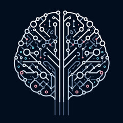 futuristic brain design with circuit patterns symbolizing artificial intelligence and technology, copy space