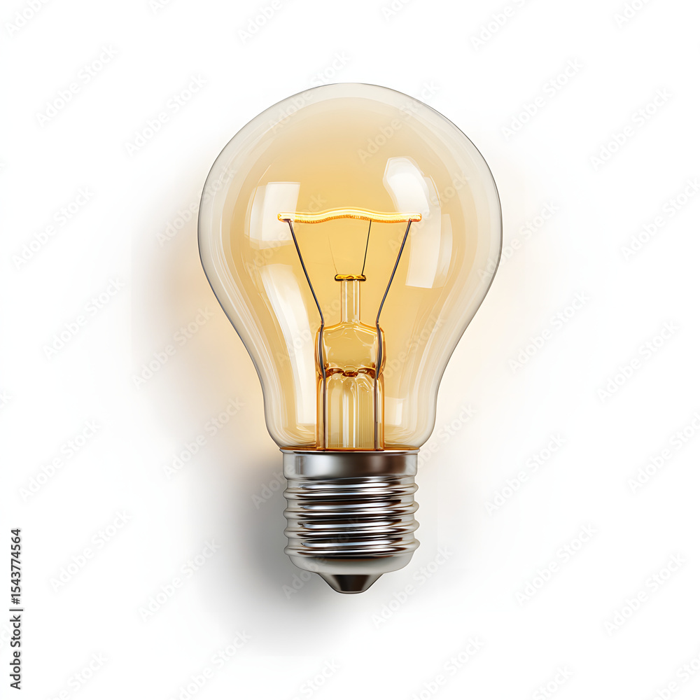Fototapete light bulb idea icon concept - 3d rendering top view on white background