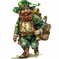 Fototapeta premium Cheerful leprechaun in green outfit for St. Patrick’s Day.