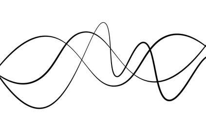 Minimal abstract background with thin black wave lines flowing smoothly across a white backdrop, elegant curves, high contrast, clean and modern design, vector style, no texture, no gradient.