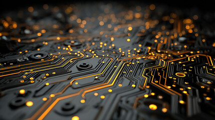 Illuminated circuit board intricate design glowing pathways technology innovation