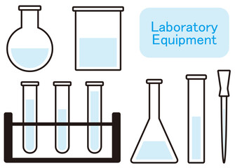 科学の世界で学校の化学の実験等で使われる入れ物をデザインしたベクター・イラストのコレクション