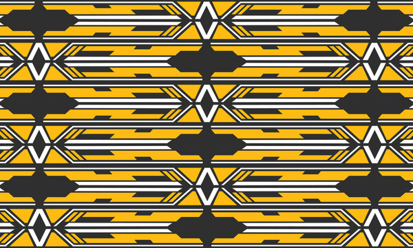 Retro colors tribal vector seamless ndebele pattern. aztec abstract geometric art print. ethnic navajo vector background. Wallpaper, cloth design, fabric, paper, cover, textile template