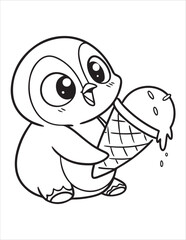 Cute Ice Cream Coloring Pages for Kids – Fun Summer Dessert Line Art, Kawaii Popsicle and Sundae Illustrations
