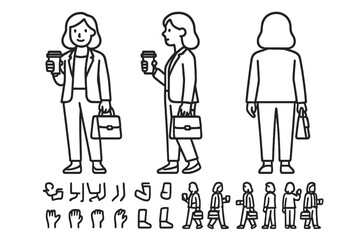 Businesswoman holding coffee in a modern office environment while preparing for work at morning rush hour