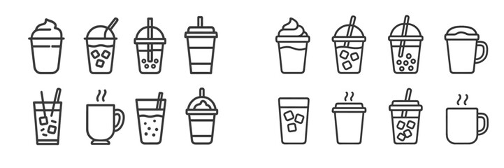 Variety of drink cup designs with multiple styles and types presented in a clean layout