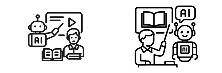 Educational interaction between a teacher and AI robot during a learning session in a classroom setting